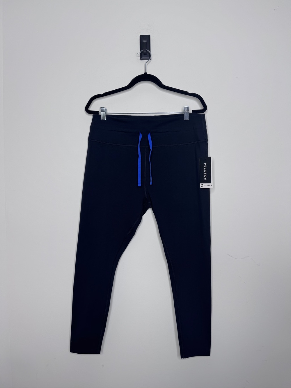 Peloton Black Leggings with Blue Drawstring